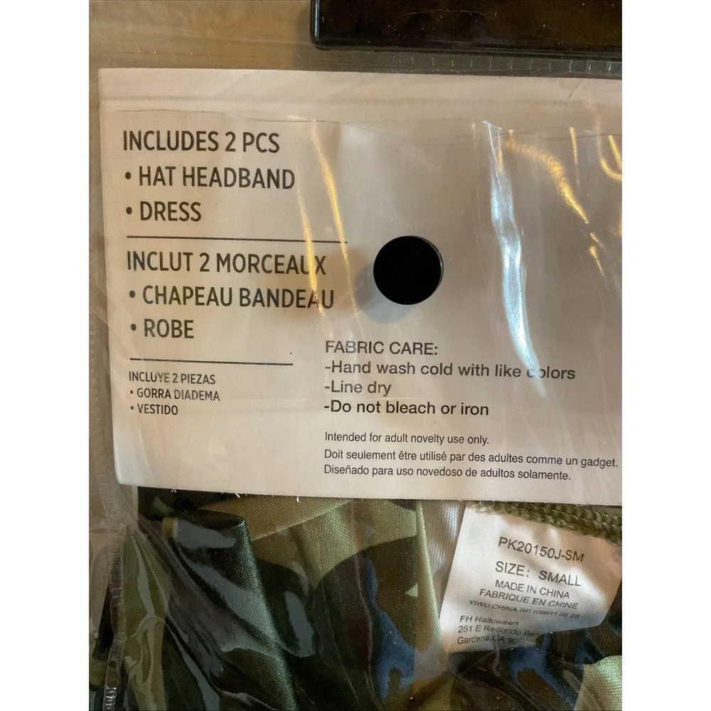 New Girls Camo Army‎ Cadet Camouflage Halloween Costume Hat & Dress Small 4-6